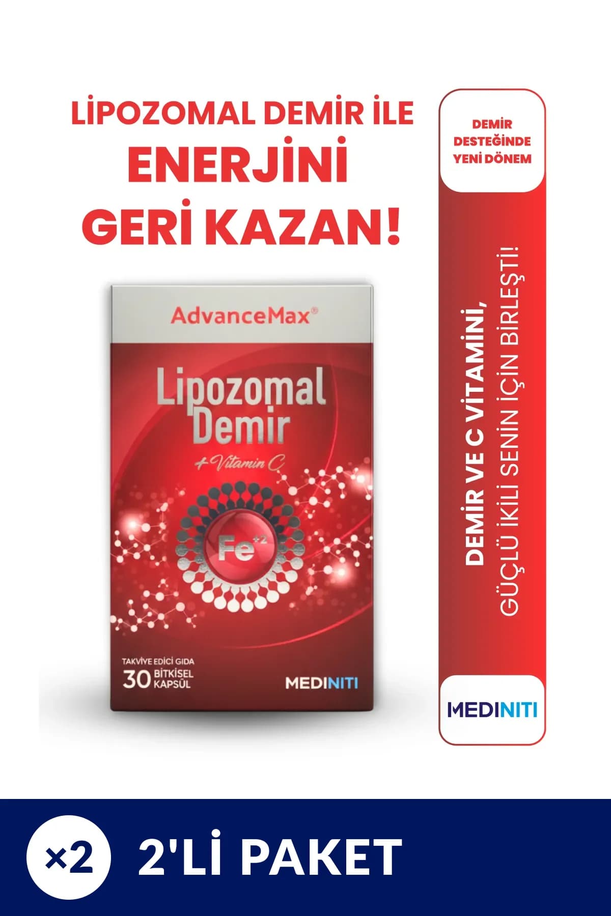 AdvanceMax Lipozomal Demir Kapsül 2'li Paket