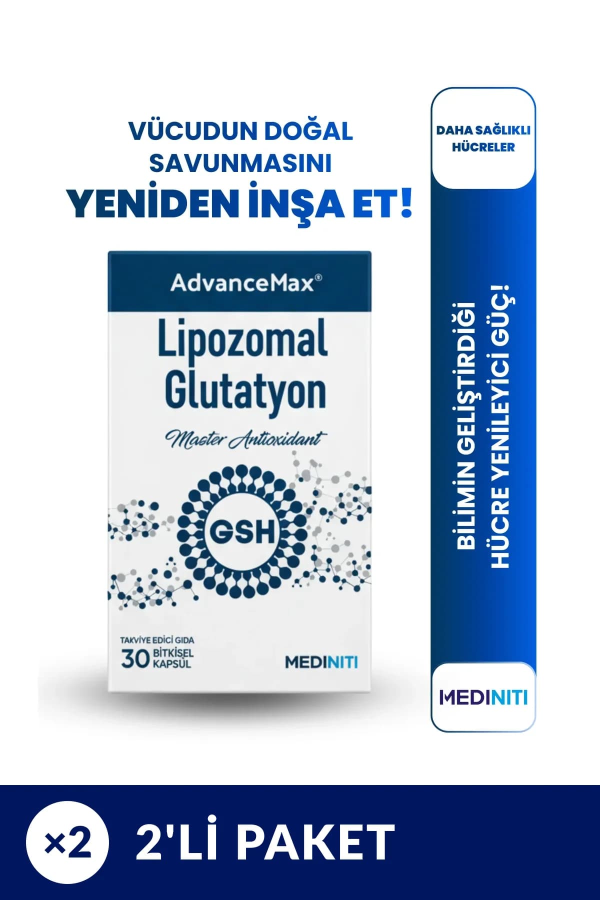 AdvanceMax Lipozomal Glutatyon Kapsül 2'li Paket