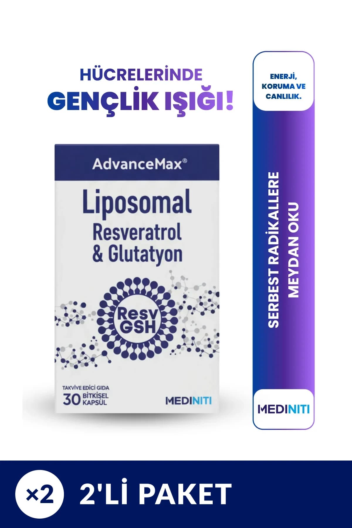 AdvanceMax Lipozomal Resveratrol & Glutatyon 2'li Paket