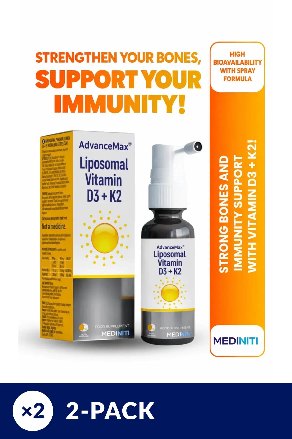 AdvanceMax Liposomal D3+K2 Spray 2-Pack