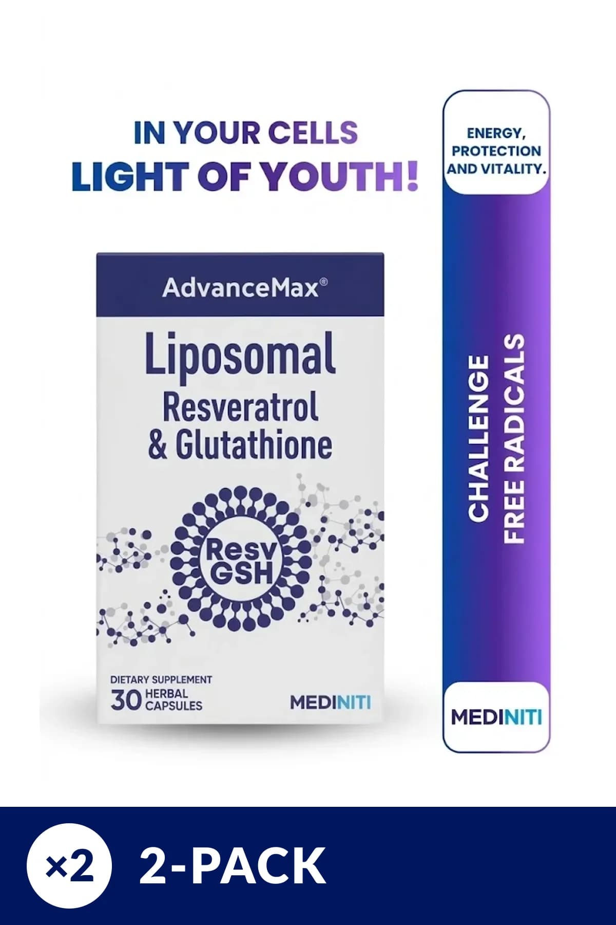AdvanceMax Liposomal Resveratrol & Glutathione 2-Pack